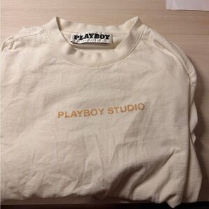 PLAYBOY Cream short sleeve tee, small